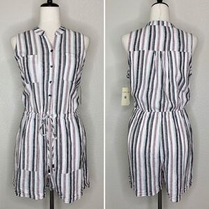 NWT Kelly Renee Linen Blend Women’s Size Medium Striped Romper